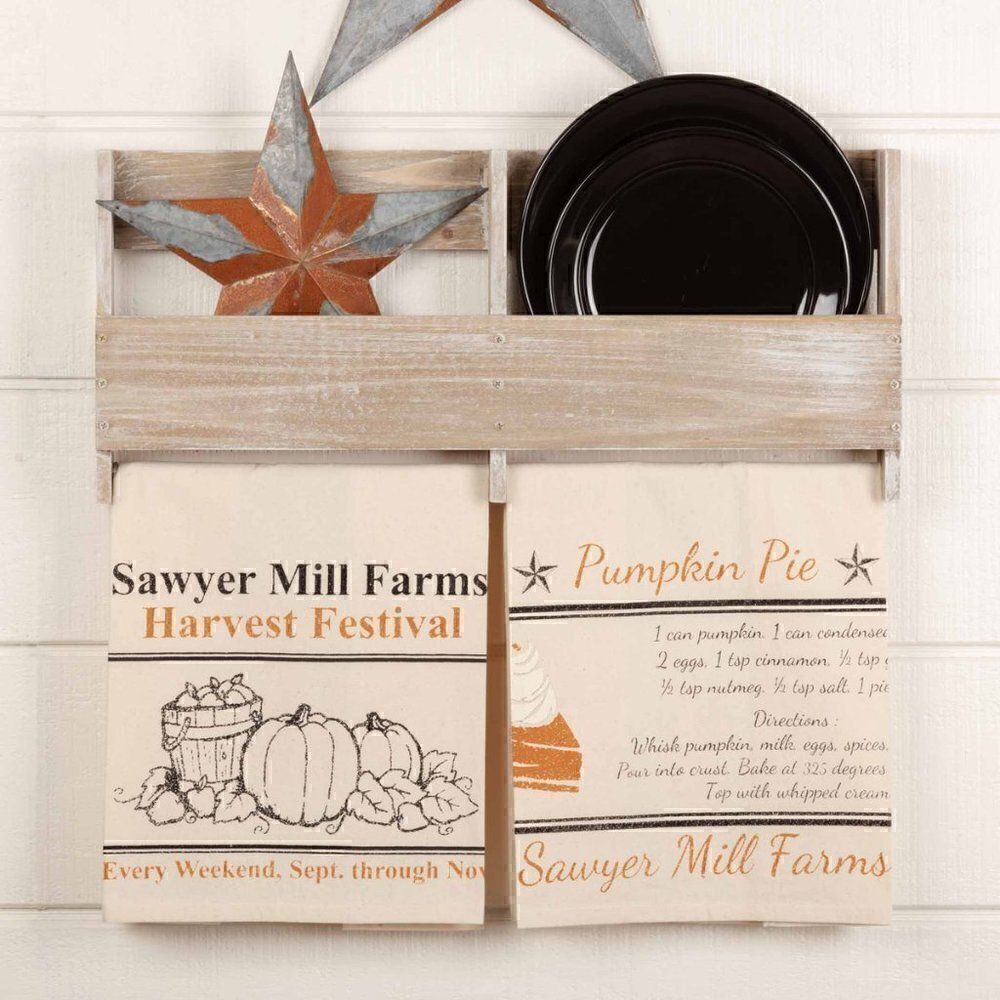Harvest Tea Towel Set Pumpkin Thanksgiving Holiday